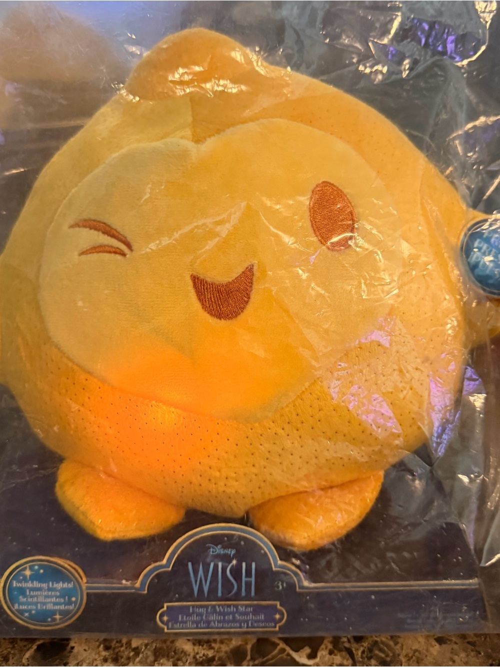 Disney Wish 10’Yellow Winking Star Plush with Twinkle Light NIB